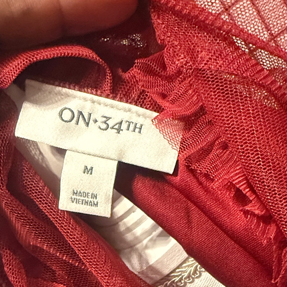 Chic Red Ruffle Sleeve Blouse - Picture 2 of 6